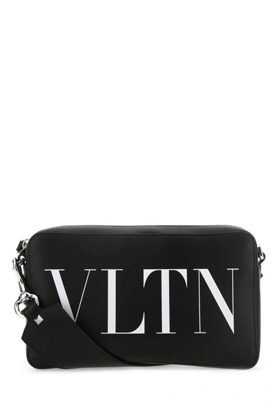 Valentino Garavani Vltn Logo Leather Crossbody Bag In Black