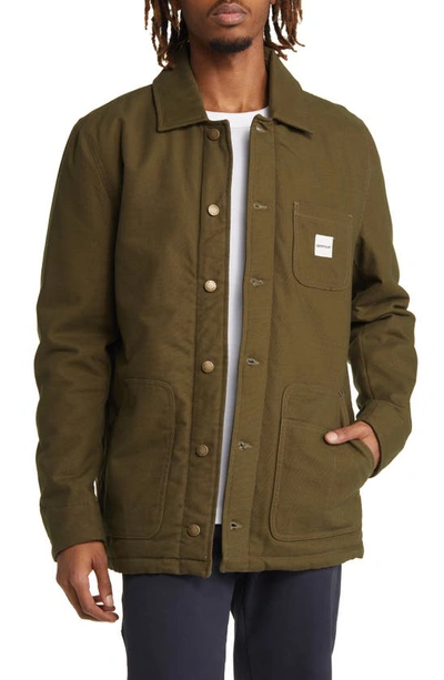 Cat Wwr Canvas Workwear Jacket In Military Green