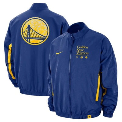 Nike Royal Golden State Warriors Courtside Vintage Warmup Full-zip Jacket In Blue