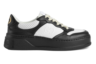 Pre-owned Gucci Gg Embossed Sneaker Black White (women's) In Black/white