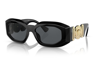 Pre-owned Versace Irregular Sunglasses Black/dark Grey (ve4425u)