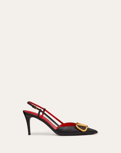 Valentino Garavani Leather Slingback With Frontal Vlogo Signature In Red