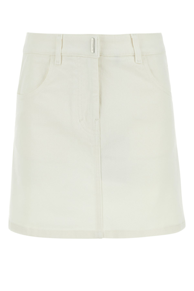 Givenchy Denim Mini Skirt With Belt Loops In White
