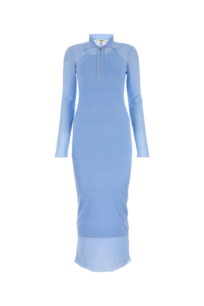 FENDI ABITO IN MISTO SETA AZZURRA DONNA