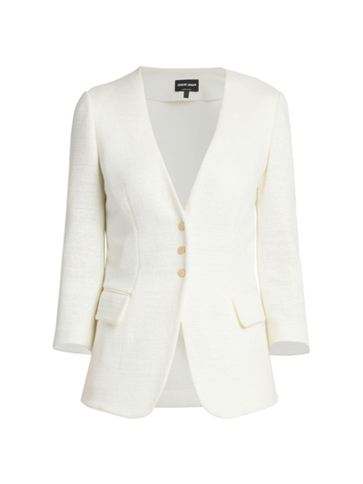 Giorgio Armani Women's Knit Linen-blend Jacket In Vela