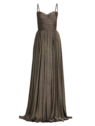 Dolce & Gabbana Women's Metallic Ruched Pleated Gown In Oro