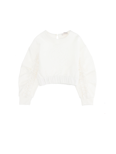 Monnalisa Babies'   Cotton Sweatshirt With Rose In White