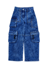 Monnalisa Indigo Cargo Jeans In Denim Blue