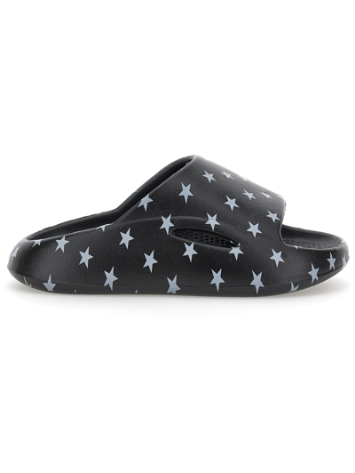 Monnalisa Star Print Sandals In Black + White