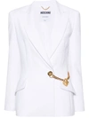 Moschino Chain-detail Interlock-twill Blazer In White