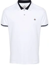 Vivienne Westwood Striped Tipping Polo Shirt With Short Sleeves In White
