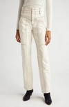 Isabel Marant Étoile Denzel Topstitched High Waist Denim Pants In Ecru