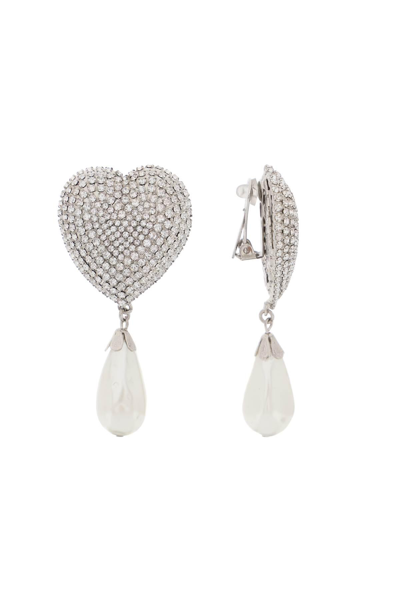 ALESSANDRA RICH ALESSANDRA RICH HEART CRYSTAL EARRINGS WITH PEARLS