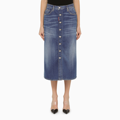DSQUARED2 DSQUARED2 NAVY BLUE DENIM SKIRT WITH BUTTONS
