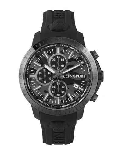 Plein Sport Men's Chronograph Date Quartz Plein Gain Black Silicone Strap Watch 43mm In Ion Plated Black