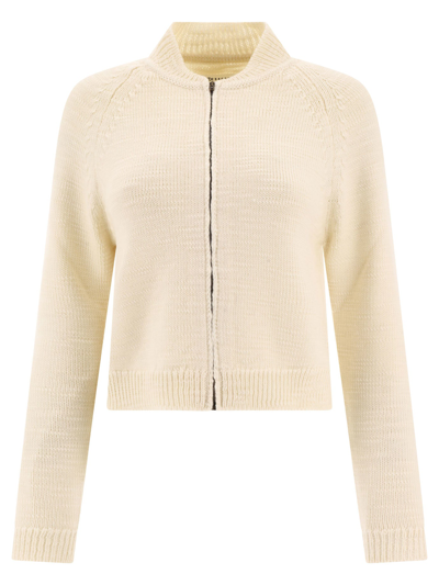 Maison Margiela Ribbed-knit Wool Cropped Cardigan In White