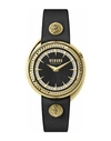 Versus Versace Tortona Crystal Leather Watch Woman Wrist Watch Gold Size Onesize Stainless Steel In Gold