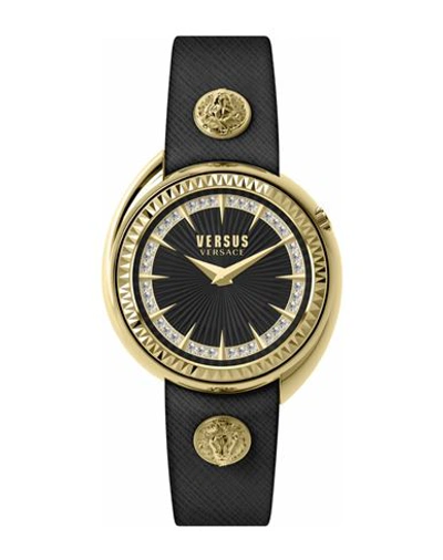 Versus Versace Tortona Crystal Leather Watch Woman Wrist Watch Gold Size Onesize Stainless Steel