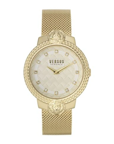 Versus Women's Mouffetard Two Hand Gold-tone Stainless Steel Watch 38mm In Cream/gold