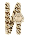 Philipp Plein The Hexagon Groumette Crystal Watch In Gold
