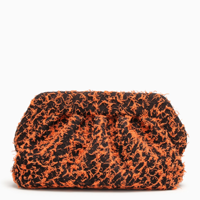 Themoirè Stylish Red Clutch For Women With Orange Embroidery And Ruffles