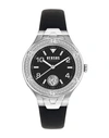 Versus Vittoria Crystal Leather Watch In Silver