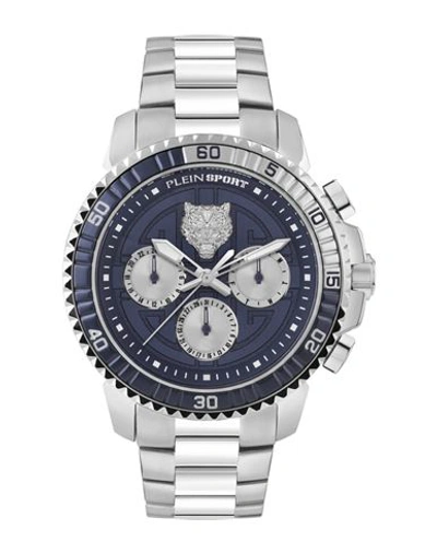 Plein Sport Men's Chronograph Date Quartz Powerlift Silver-tone Stainless Steel Bracelet Watch 45mm