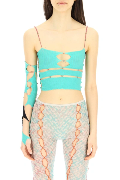 Rui Knit Sleeve With Cut Out And Beads In Blue