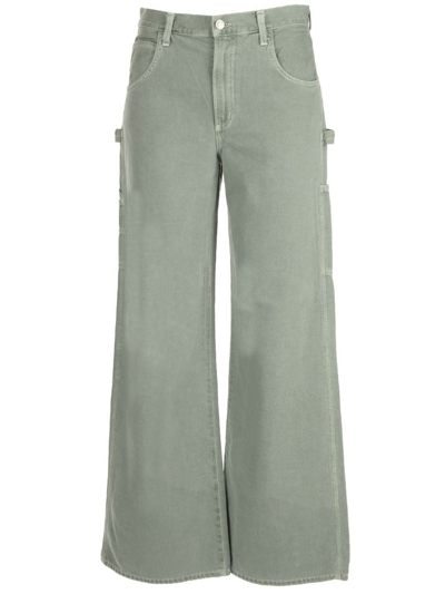 Agolde Magda Utility Wide-leg Jeans In Green