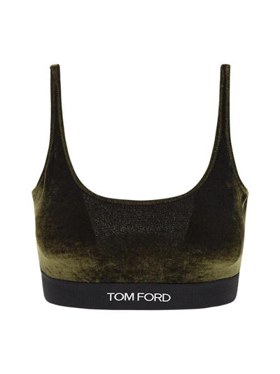 Tom Ford Velvet Signature Bralette In Green