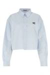 Miu Miu Woman Embroidered Poplin Shirt In Multicolor