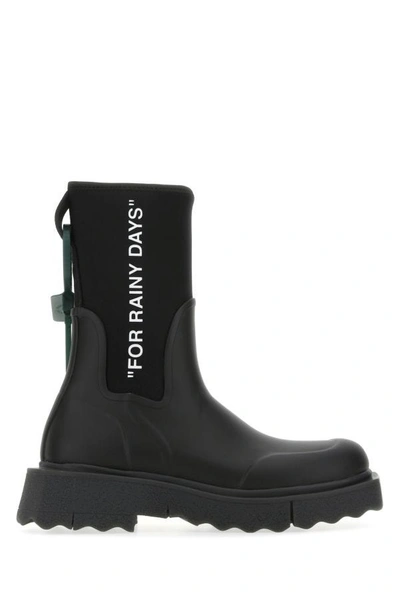 Off-white Printed Neoprene And Rubber Ankle Boots In Black