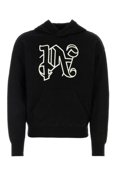 Palm Angels Man Black Wool Blend Sweatshirt