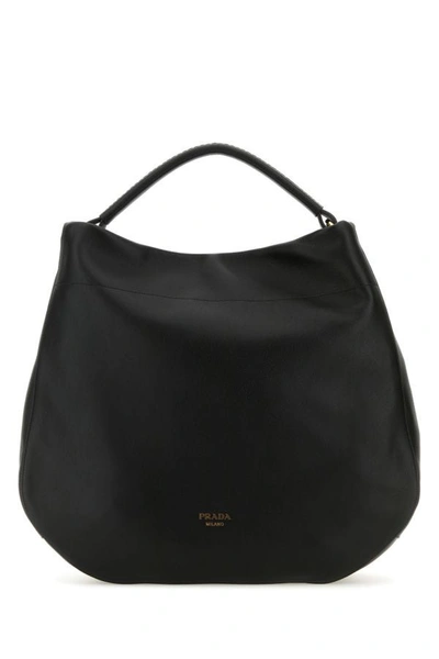 Prada Woman Black Leather Shopping Bag