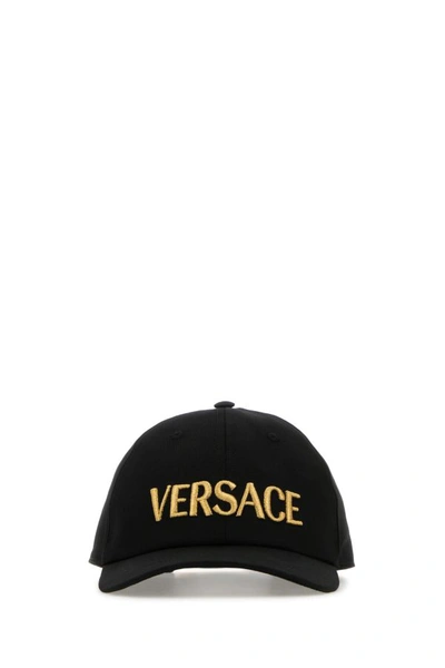 Versace Baseball Cap In Black/gold