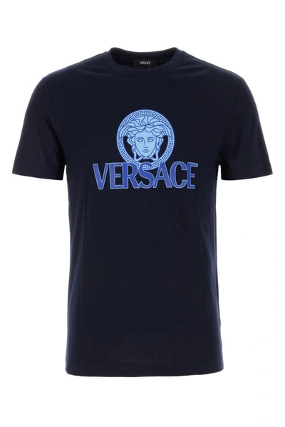 VERSACE VERSACE MAN MIDNIGHT BLUE COTTON T-SHIRT