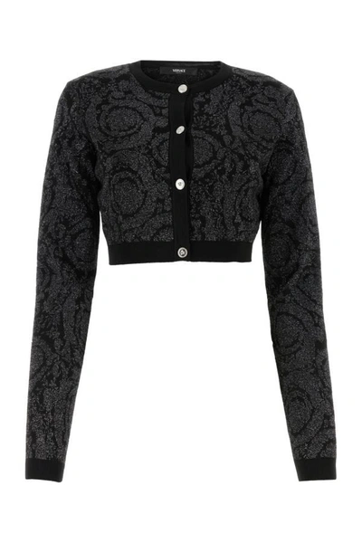 VERSACE VERSACE WOMAN EMBROIDERED STRETCH VISCOSE BLEND CARDIGAN