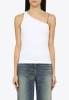 Givenchy Asymmetric Chain-strap Stretch Cotton Tank Top In White