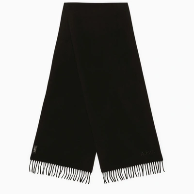 Apc A.p.c. Ambroise Brodée Black Virgin Wool Scarf