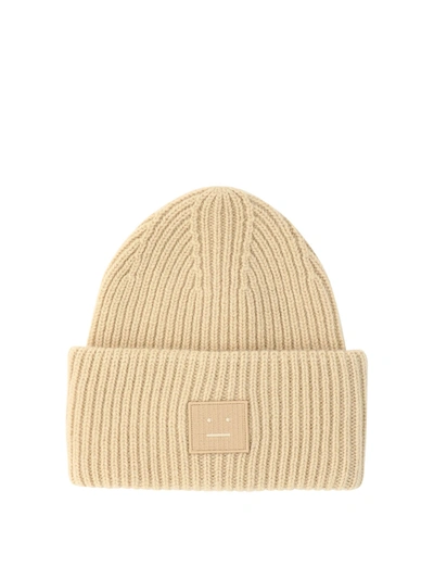 Acne Studios "face" Beanie In Beige