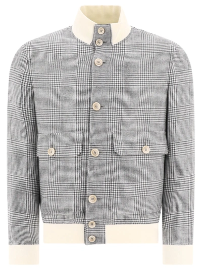 Brunello Cucinelli Linen, Wool And Silk Bomber Jacket Jackets Grey