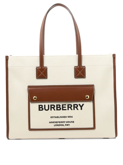 Burberry "medium Freya" Tote Bag In Beige