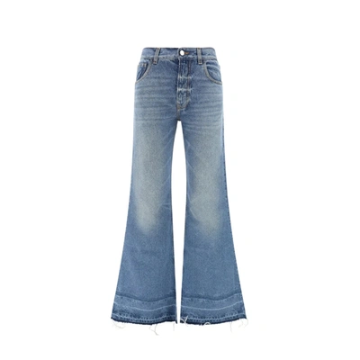 Chloé Chloe' Bootcut Jeans With Frayed Hem In Blue