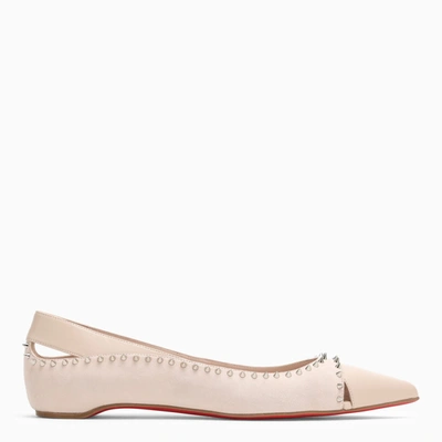 Christian Louboutin Studded Ballerina In Cream