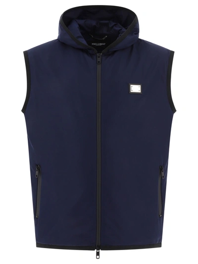 Dolce & Gabbana Sporty Vest With Zipper In Blue