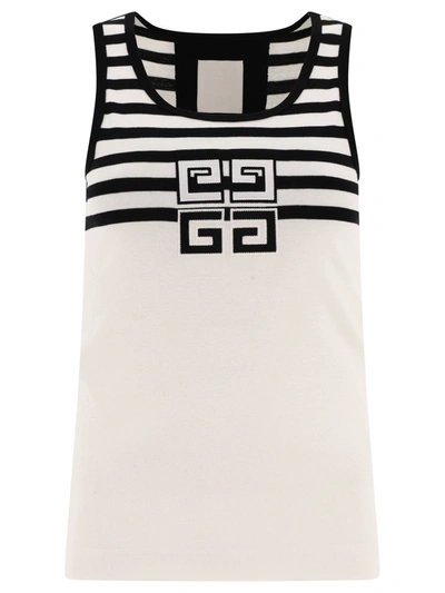Givenchy 4g Patch Striped Tank Top In White