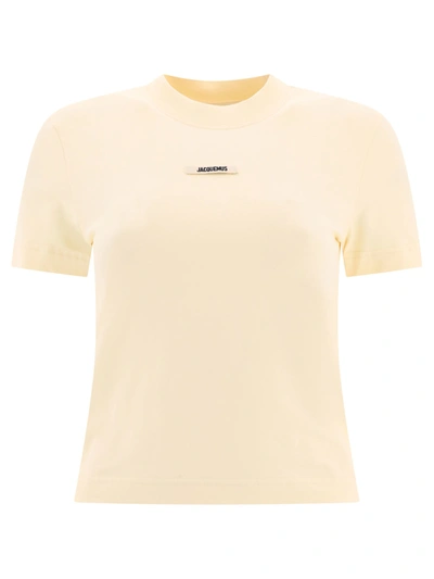 Jacquemus Logo-patch Cotton T-shirt In Beige