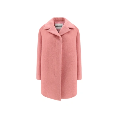 Jil Sander Mohair Wool Blend Coat In Pink