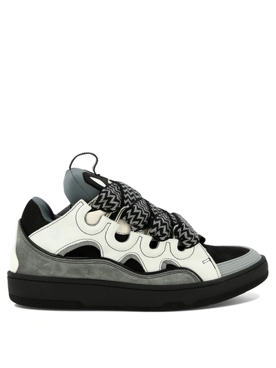 Lanvin Curb 皮质运动鞋 In White/anthracite