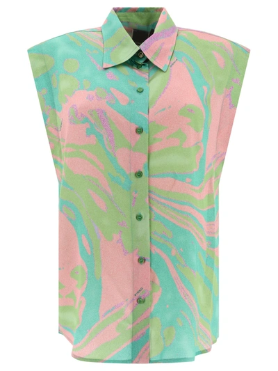 Pinko Viscose Tie-dye Shirt In Green